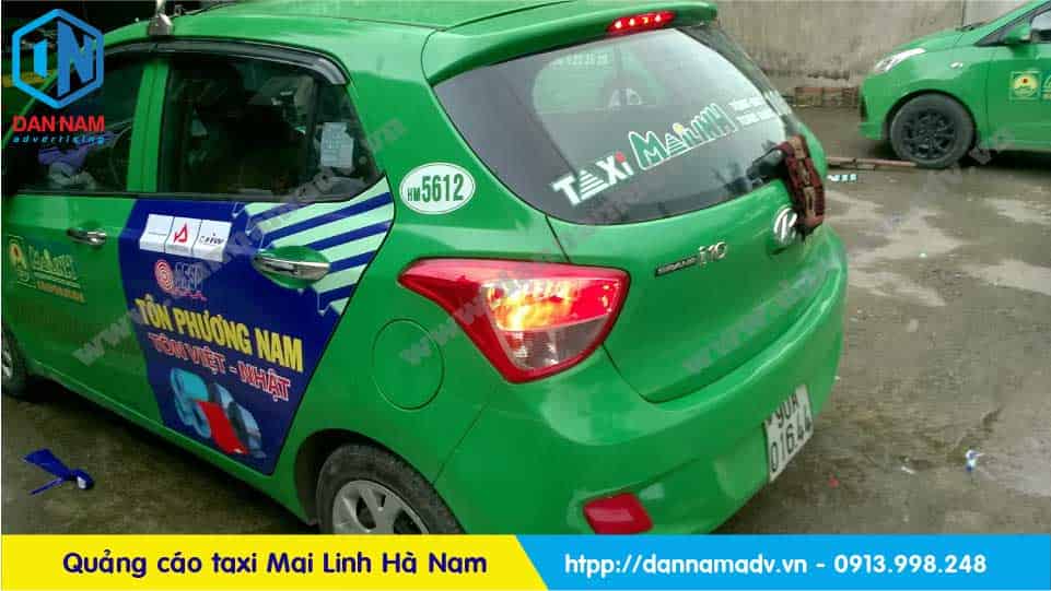 Quảng cáo taxi Hà Nam - Tôn Phương Nam quảng cáo trên taxi Mai Linh tại Hà Nam