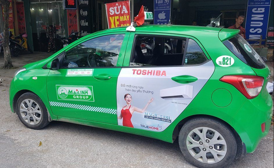 quảng cáo trên taxi mai linh